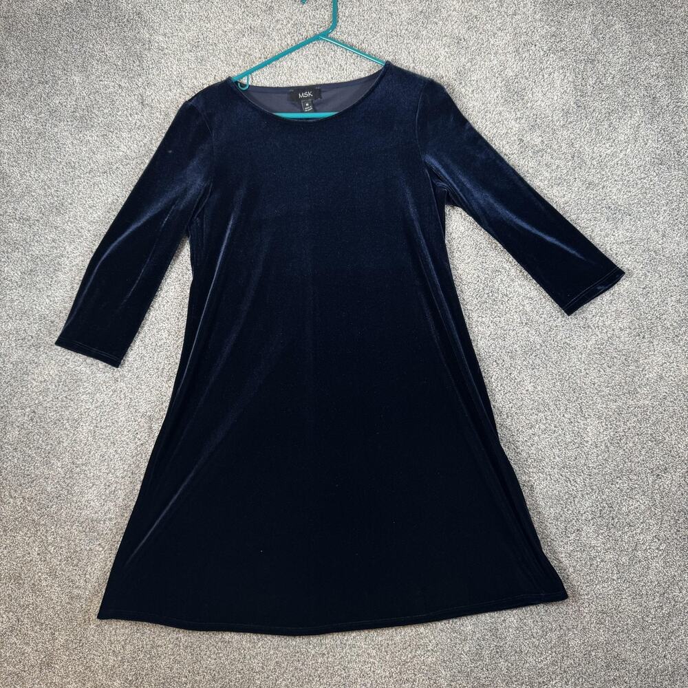 MSK Dress M Blue Velvet Cocktail Evening Whimsigoth Dark Romantic Moody WItchy